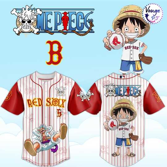 Discover Boston Red Sox x One Piece 2026 Luffy Baseball Jersey