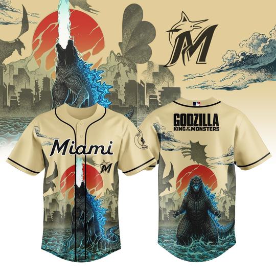 Miami Marlins god zilla King Of The Monsters Special Edition Baseball Jersey