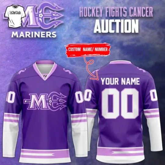 Discover Maine Mariners 2026 Hockey Fights Cancer Custom Name Jersey