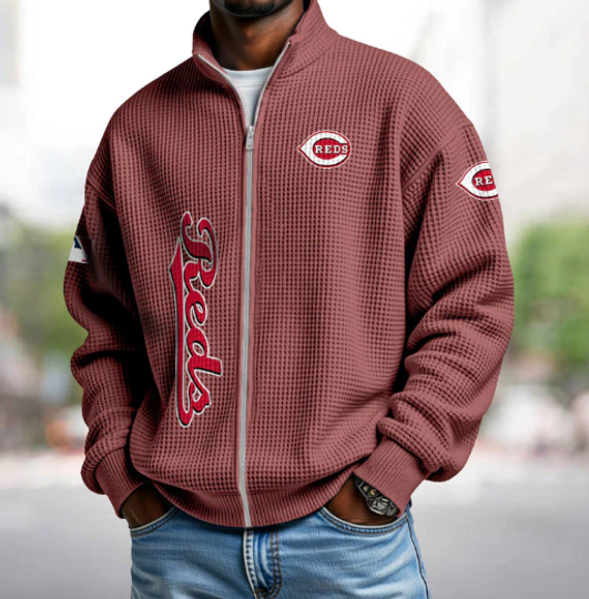 Cincinnati Reds Quarter Zip Waffle Sweatshirt