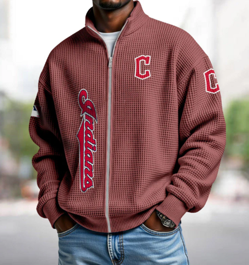 Cleveland Indians Quarter Zip Waffle Sweatshirt