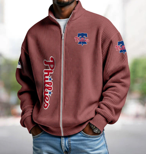 Philadelphia Phillies  Quarter Zip Waffle Sweatshirt