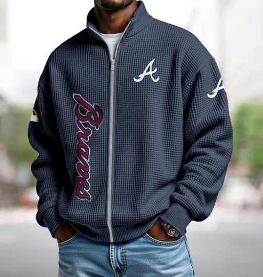 Atlanta Braves Quarter Zip Waffle Sweatshirt