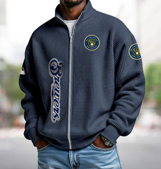 Milwaukee Brewers Quarter Zip Waffle Sweatshirt