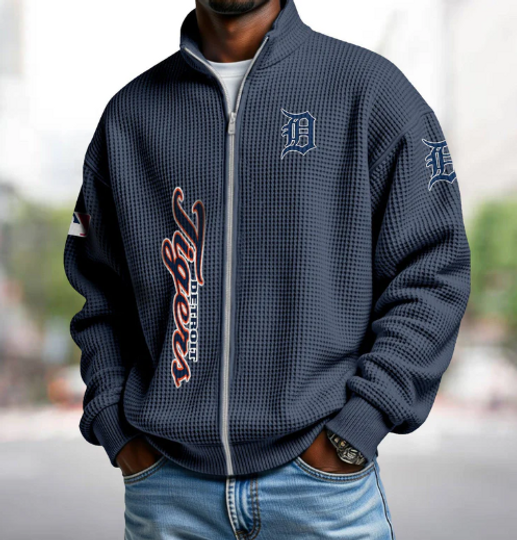 Detroit Tigers Quarter Zip Waffle Sweatshirt