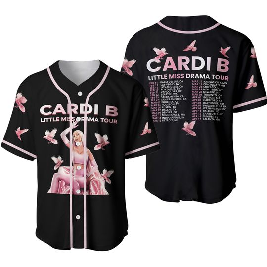 Vintage Cardi B Little Miss Drama Tour Baseball Jersey,Retro Hip Hop Concert Fan