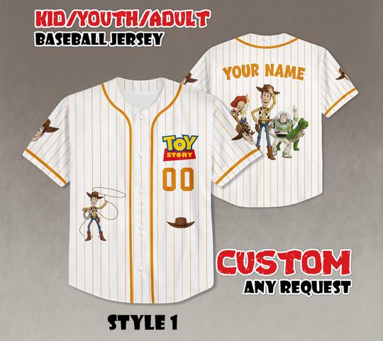 Discover Custom Toy Story Woody Baseball Jersey, Disneyworld Trip, Kid Youth Adult Polyester Blend
