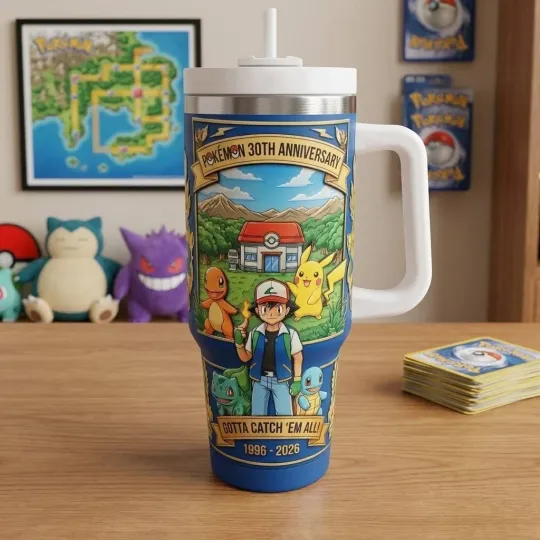 Discover Pokemons 30th Anniversary 2026 Commemorative Tumbler 20Oz 30Oz 40Oz Coffee Cup