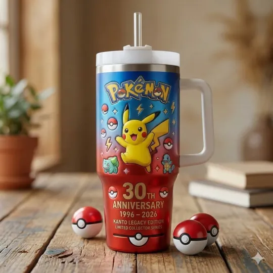 Discover Pokemons 30th Anniversary 2026 Commemorative Tumbler 20Oz 30Oz 40Oz Coffee Cup