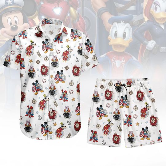 Discover Mickey Marvel Button Shirt And Shorts, Disney Hero Button Shirt, Superhero Hawaii Shorts, Mickey Mouse Hawaiian Shirt, Holiday Gift