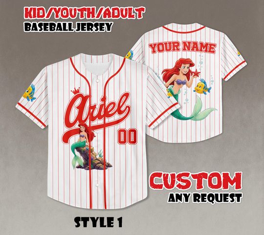 Discover Custom Disney Princess Ariel The Little Mermaid Baseball Jersey, Princess Ariel Jersey Shirt, Disney Matching Trip Outfit