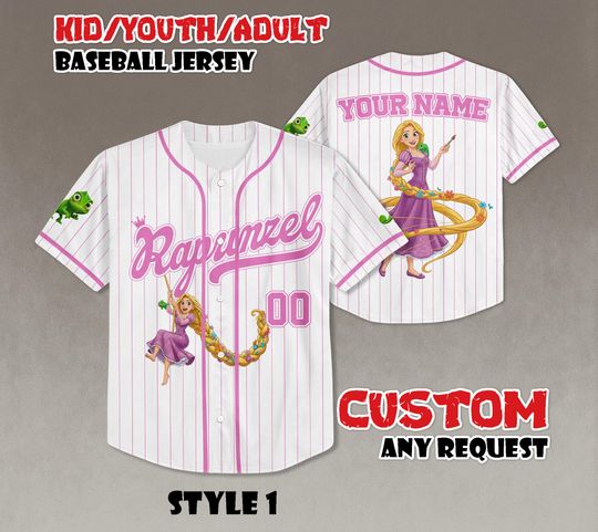 Discover Custom Princess Rapunzel Tangled Baseball Jersey, Disney Princess Jersey Shirt, Magic Kingdom Baseball Shirt, Disney Matching Trip Outfit