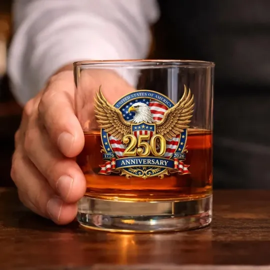 Discover United States Of America 250th Anniversary Whiskey Glass 1776 2026