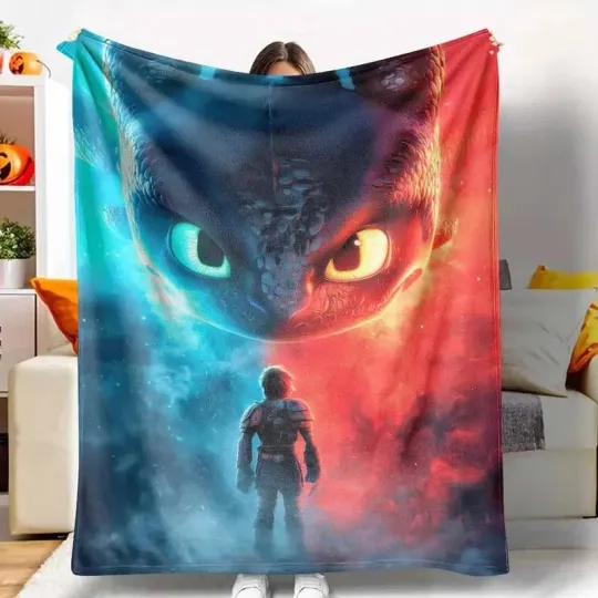 Discover Fantasy Dragon Flannel Blanket – Soft Cozy Throw, Fire & Ice Art Gift Decor