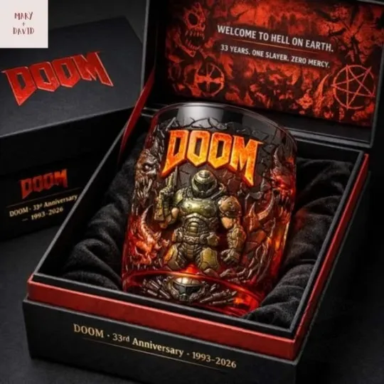 Discover Dooom 33Rd Anniversary Whiskey Glass
