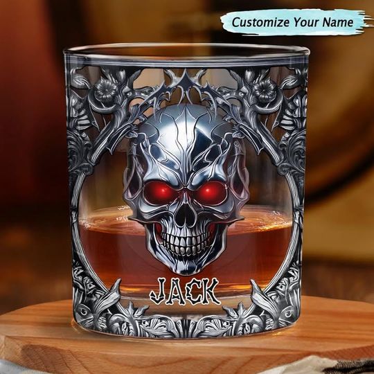 Discover Skeleton Gothic Favorite Spirit Is Whiskey - Personalized Whiskey Glass, Bar Gift, Best Man Gift, Dad Gifts, Christmas Gift for Him