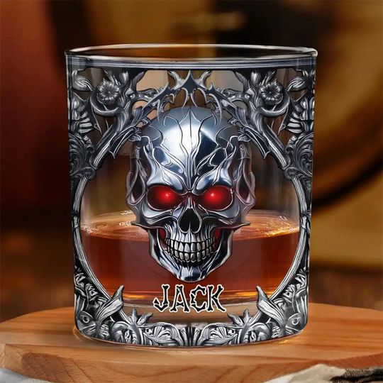 Discover Skeleton Gothic Favorite Spirit Is Whiskey - Personalized Whiskey Glass  Custom Name Engraved Gift for Friends, for Him, for Her - 11 Oz