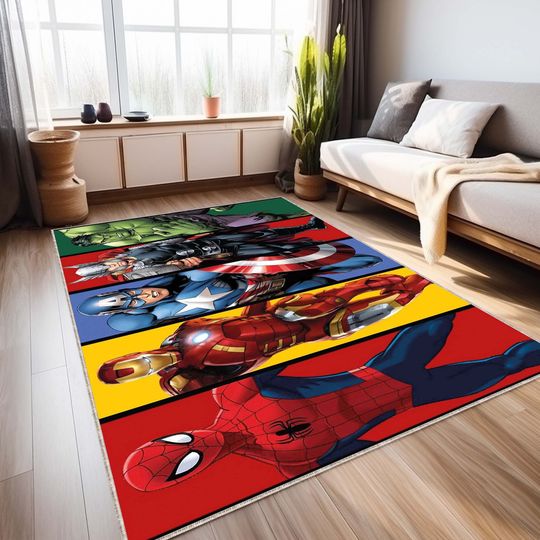 Discover Marvel Rug, Superhero Rug, Kids Room Gift Rug, Super Hero Rug, Super Heroes, Kids room rug, Boys room Rug