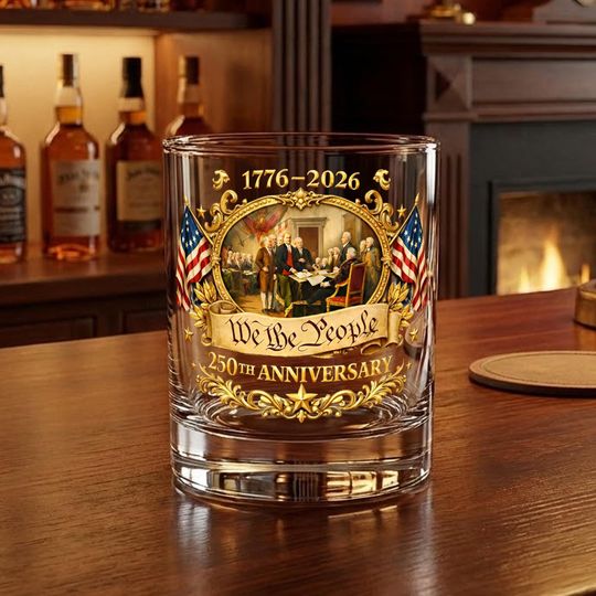 Discover We The People 250th Anniversary Whiskey Glass U.S.A Constitution Design