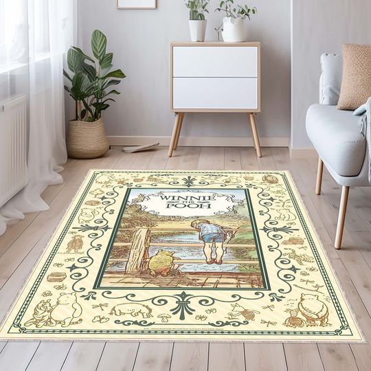 Discover Cute Bear Rug, WinniethePooh rug, Cute rug, Cartoon rug, Kids room rug, Nursery decor, Bedroom Rug, Kids room decor