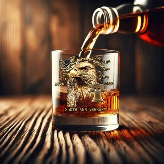 Discover USA 250th Anniversary Whiskey Glass - 11oz Clear Scotch & Bourbon Cocktail Cup