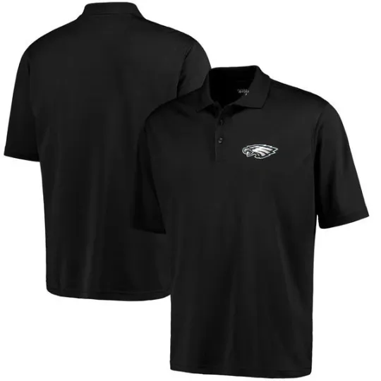 Discover Philadelphia Eagles Embroidered Pique Xtra-Lite Black Polo Shirt