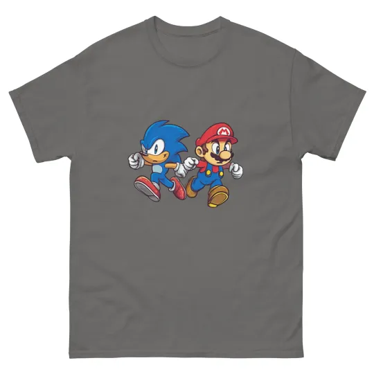 Discover Mario & Sonic T-Shirt, Super Mario Bros Gamer Tee, Sonic vs Mario Design