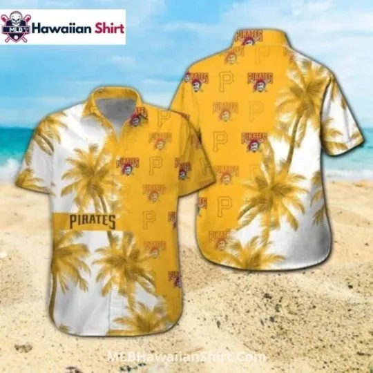 Discover Golden Palm Tree Print Pittsburgh Baseball Team Piratess Hawaiian Shirt