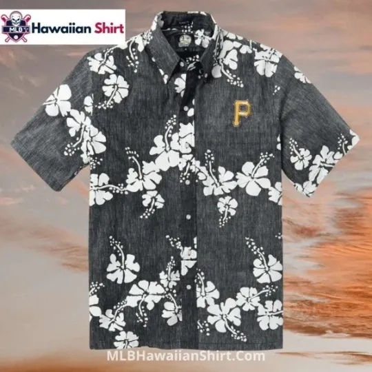 Discover Gray White Hibiscus Pittsburgh Baseball Team Piratess Hawaiian Shirt