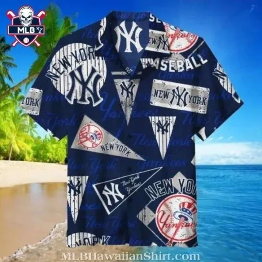 Discover NY Baseball Team Yankeess Tropical Hawaiian Shirt With Urban Script And Baseball
