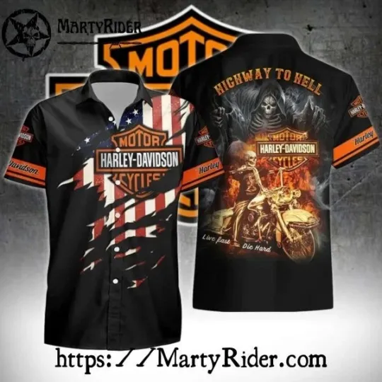 Discover Highway To Hell Reaper Ride Harley Motor Racing Davidsonn Aloha Shirt