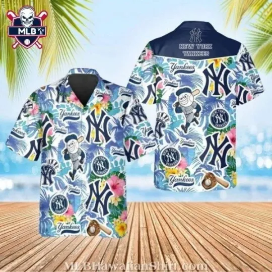 Discover Playful Tropics NY Baseball Team Yankeess Tropical Shirt – Bright Mascots And Fl