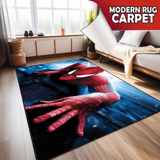 Discover Spiderman Rug, Cartoon Rug, Home decor, Game room Rug, Boy room rug, Area rug, Children rugs, Gift for him