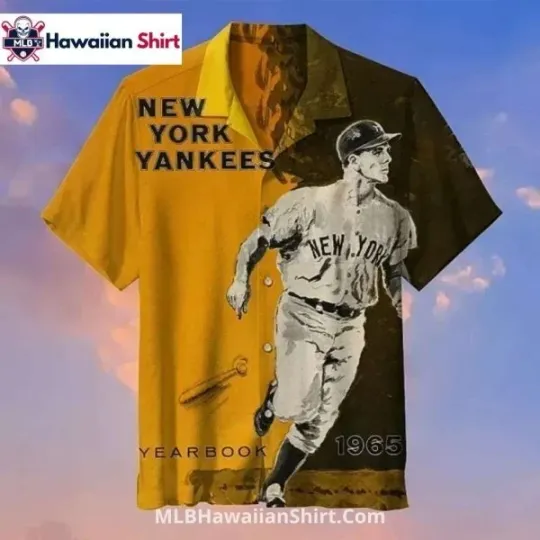 Discover Retro NY Baseball Team Yankeess Hawaiian Shirt Featuring 1965 Yearbook Art