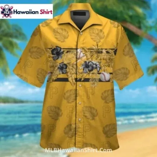 Discover Golden Palm Leaves Pittsburgh Baseball Team Piratess Aloha Shirt Pirates