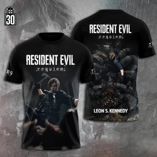 Discover Resident Evil Requiem x Leon Scott Kennedy 3D Shirt, Gift for Fans