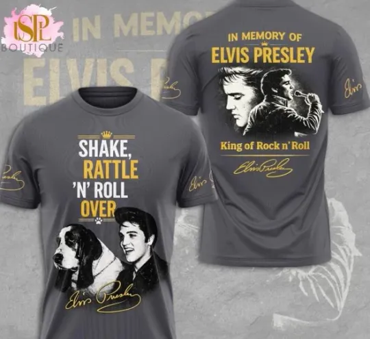 Discover In Memory Of Elvis Presle-Y King Of Rock N Roll 2026 3D T-Shirt