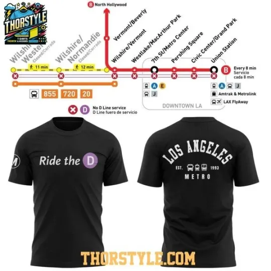 Discover Los Angeles Metro D Line Extension 2026 Ride The D 3D T-Shirt