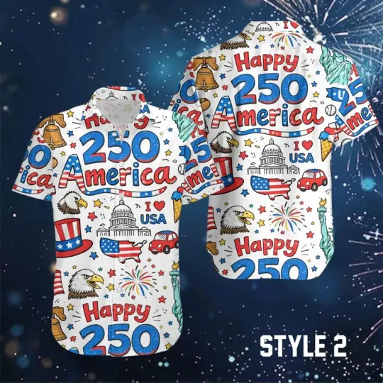 Discover America 250 Hawaiian Shirt USA 250 Anniversary Eagle 1776-2026 V2 Hawaiian Shirt