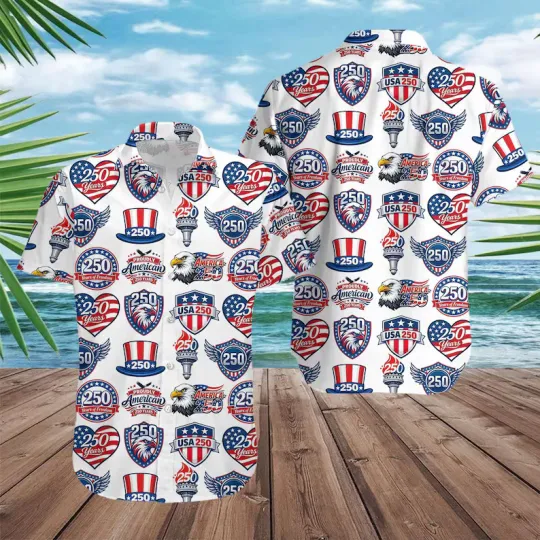 Discover 250th America Hawaiian Shirt, USA 250 Anniversary Eagle 1776-2026 Hawaiian Shirt