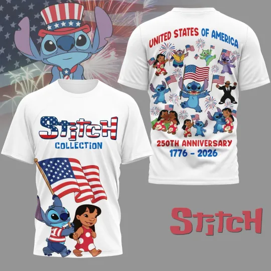 Discover Stitch 250th Anniversary United States Of America 1776-2026 AOP 3D T-Shirt