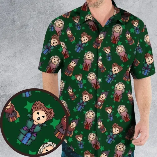 Discover Hocus Pocus Little Witches Hawaiian Shirt Casual Button Down Shirt Unisex Adults