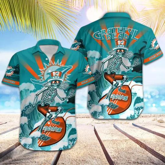 Discover football Miami Dolphins - Grateful Dead Hawaiian Shirt