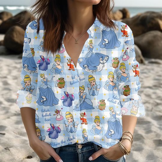 Discover Cinde Blouse Shirt, Disney Princess Look Top, Fairy Tale Button Down Blouse, Magic Vacation Shirt
