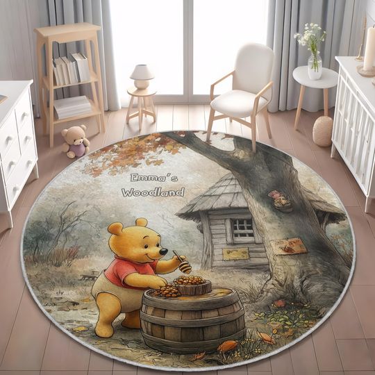 Discover Personalized Winnie the Pooh Rug, Woodland Nursery Decor