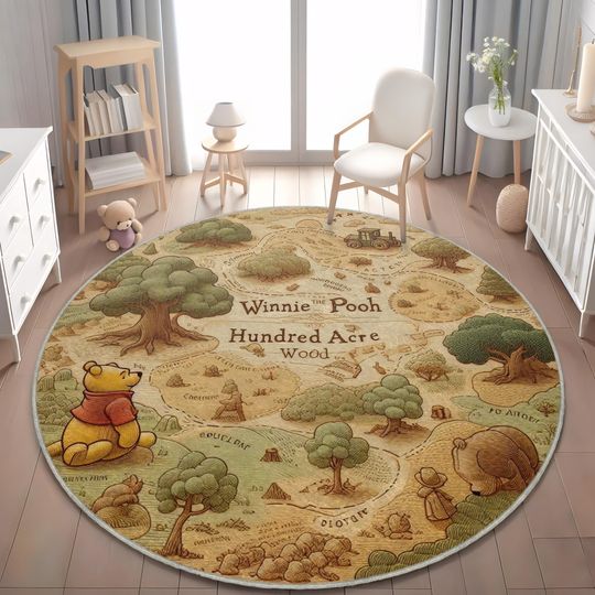 Discover Winnie The Pooh Baby Rug, Vintage Hundred Acre Wood Nursery Decor