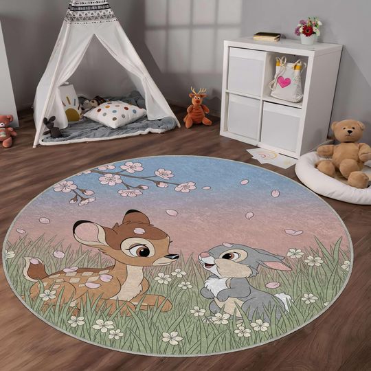 Bambi and Thumper Baby Rug, Cartoon Nursery Play Mat