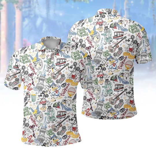 Discover Vintage Mickey Disney World Polo Shirt, Retro Mickey and Friends T-Shirt, Disney Vacation Top