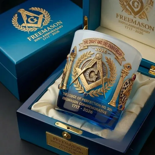 Discover Freemason 309th Anniversary 1717-2026 Commemorative Whiskey Glass