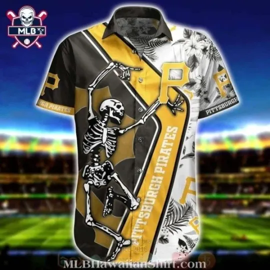 Discover Funny Skeleton Pittsburgh Baseball Team Piratess Baseball Hawaiian Shirt